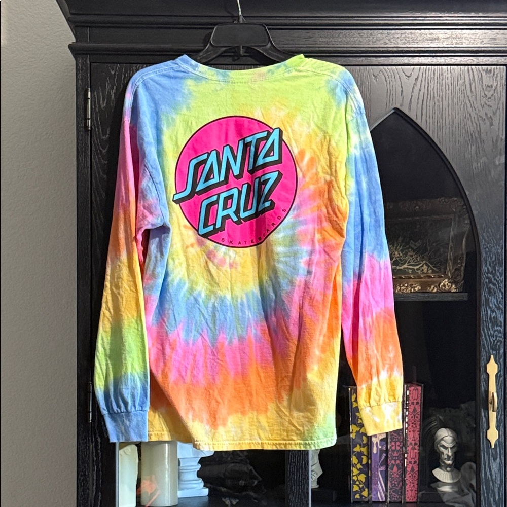 Santa Cruz Skateboards Tie-Dye Long Sleeve Tee - Neon Pink Blue Yellow Green